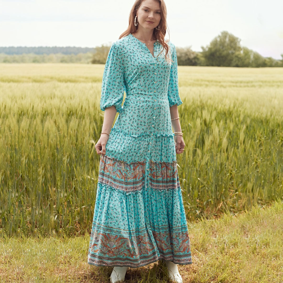 Festival Turquoise Maxi Dress Cozzena Festival Turquoise Maxi Dress Cozzena