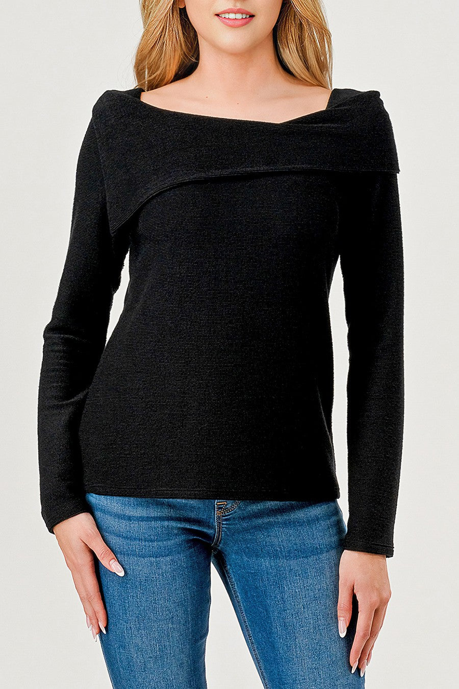 Off The Shoulder Ribbed Texture Top