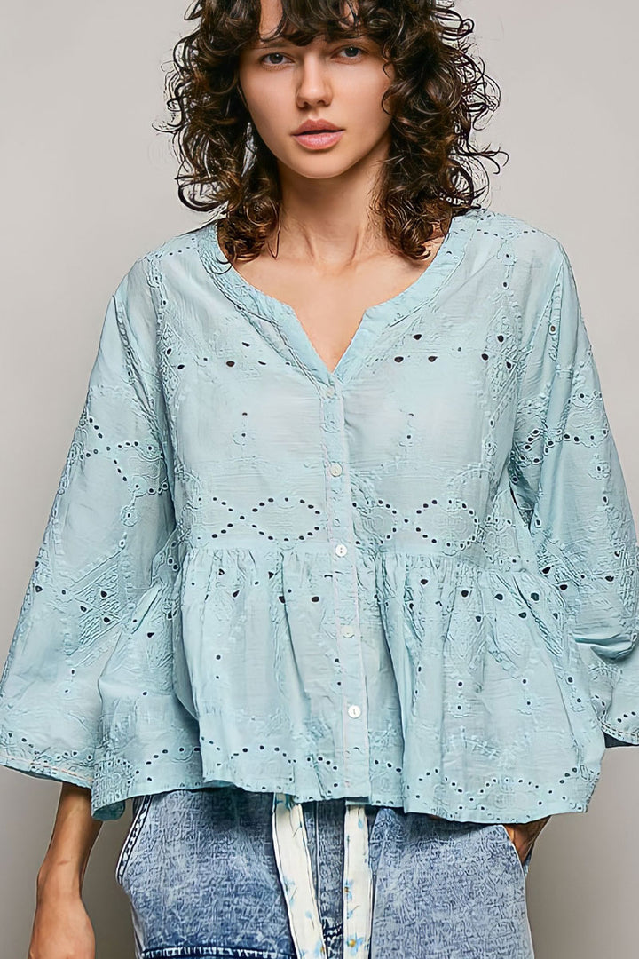 Sea Mist Peplum Blouse
