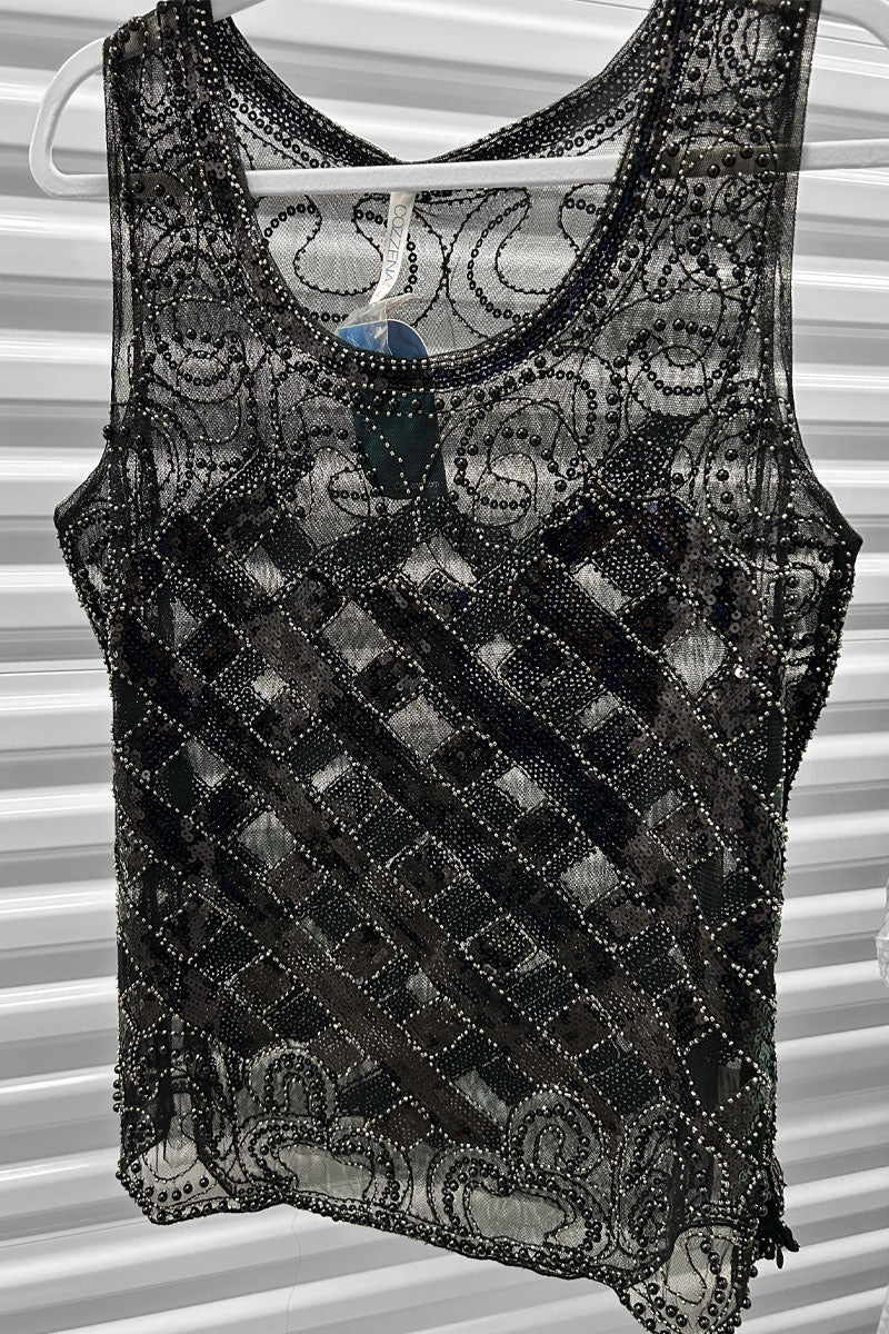 Black Beaded Tank