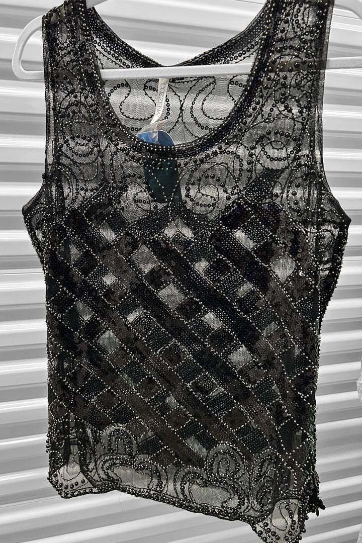 Black Beaded Tank