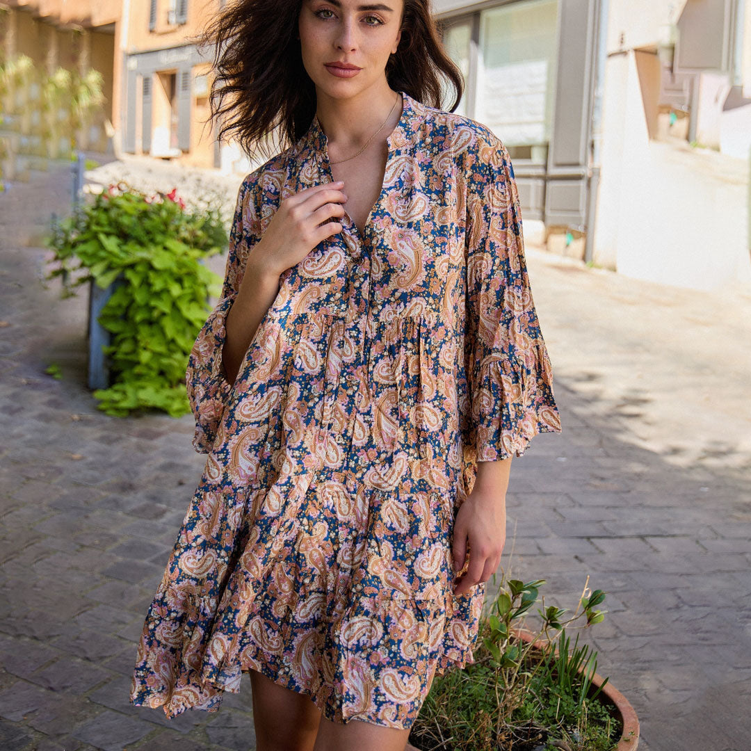 aubrey midi dress LEO LIN - Aubrey Appliqu Shirt Midi Dress