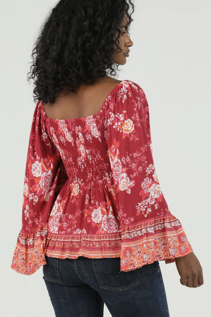 Bohemian Rose Smocked Top