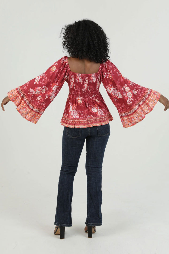 Bohemian Rose Smocked Top