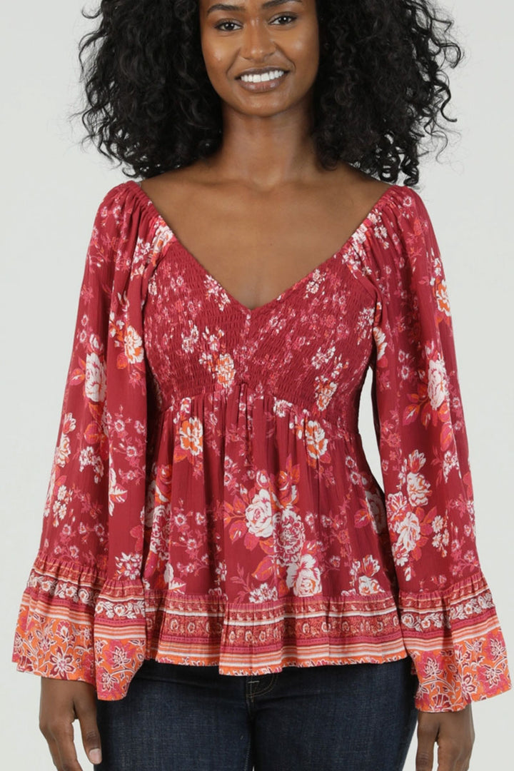 Bohemian Rose Smocked Top