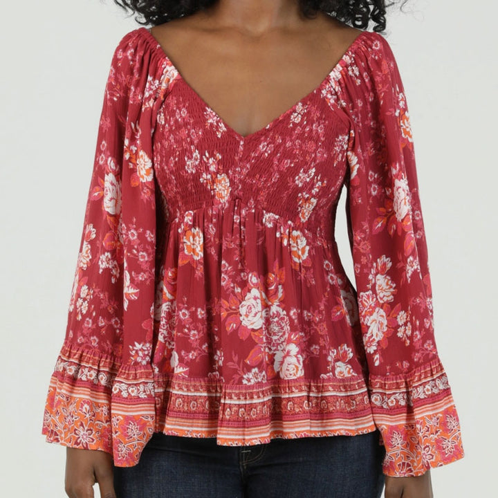 Bohemian Rose Smocked Top