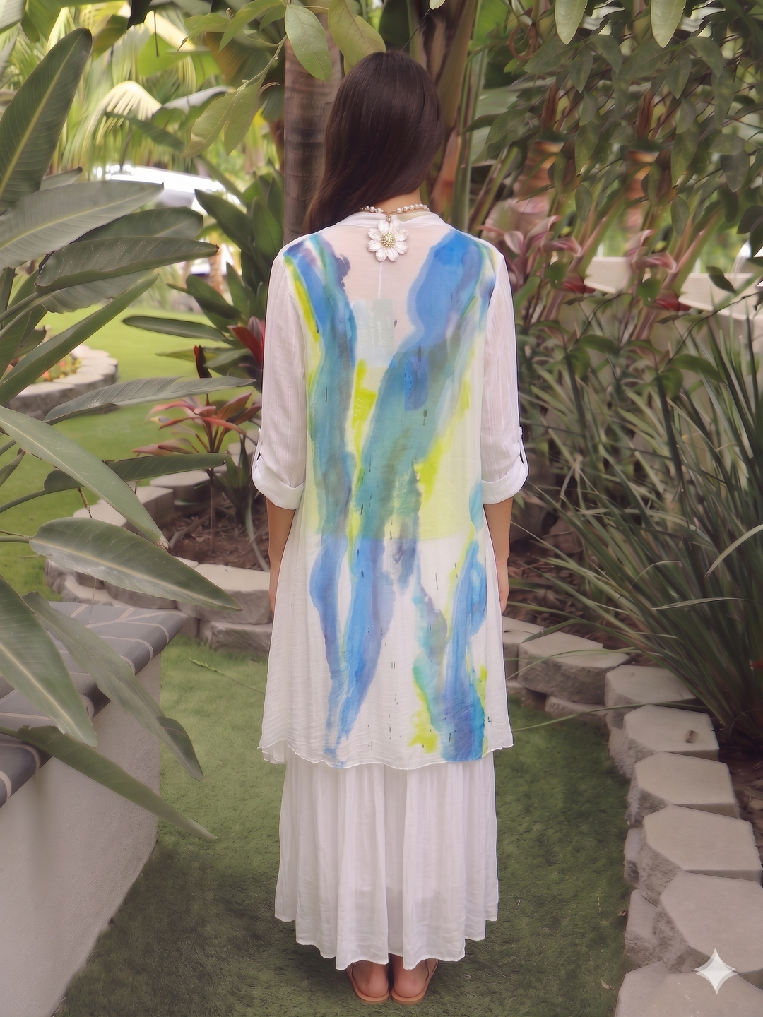 Hand Painted Silk Cardigan