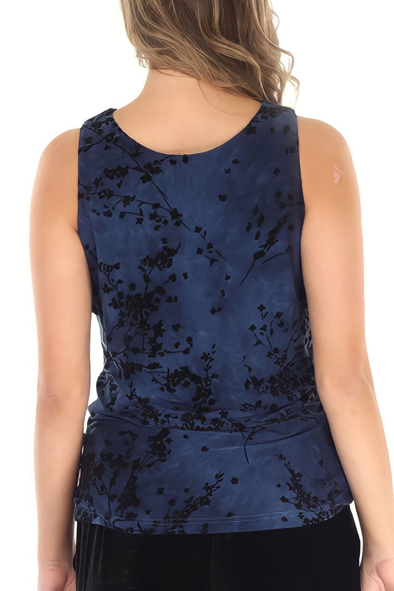 Flocked Ity Cowl Neck Tank