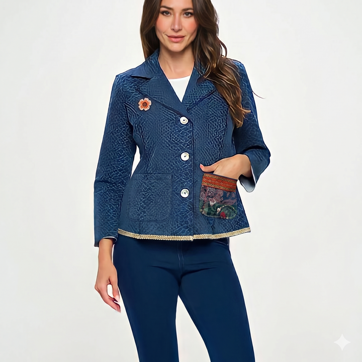 Story Threads Animal Print Embellished Jacket