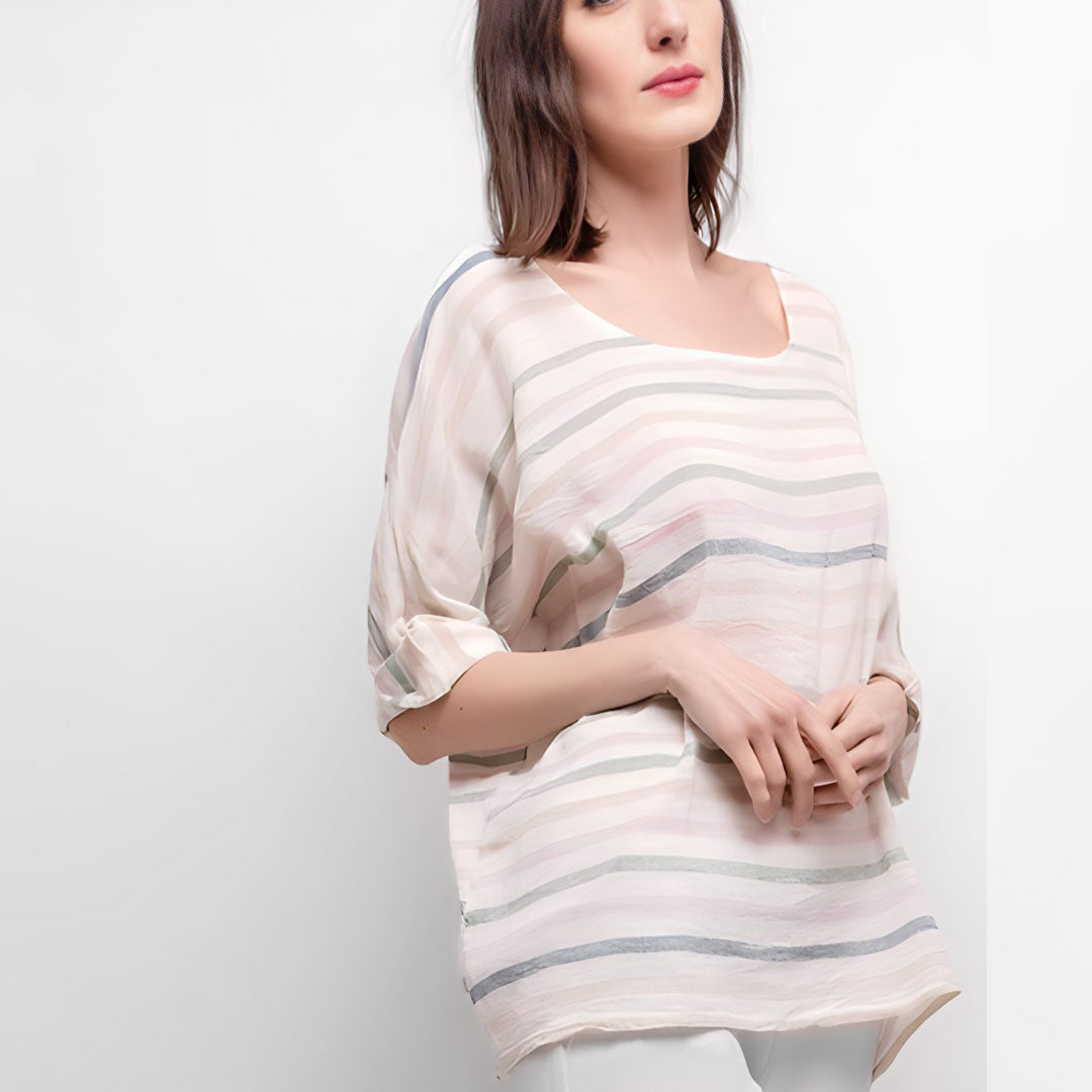 Milan Striped Italian Linen Dolman Top