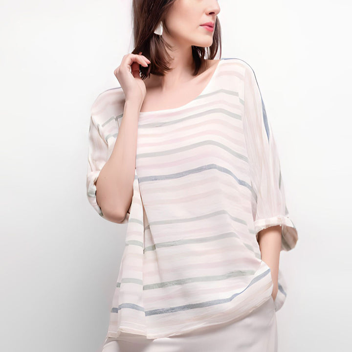 Milan Striped Italian Linen Dolman Top