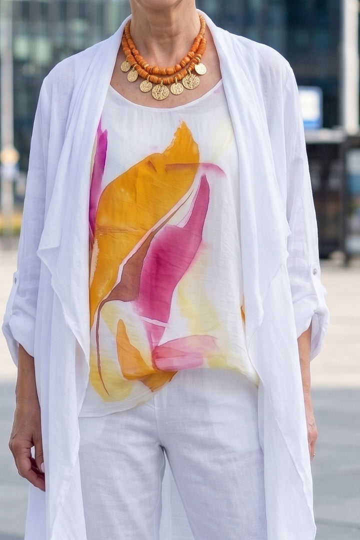 Hand Painted Silk Cardigan