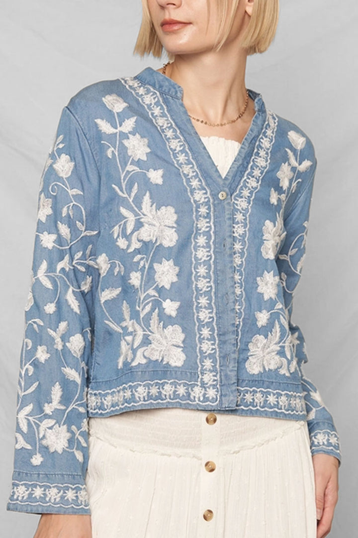 Bluebell Embroidered Denim Top