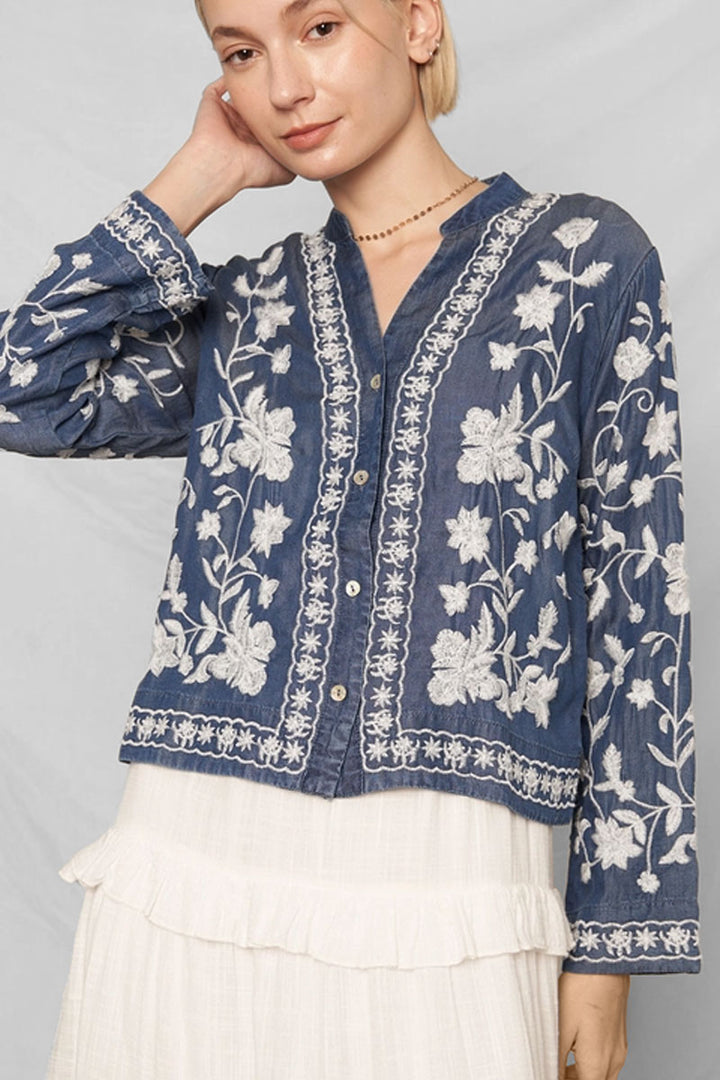 Bluebell Embroidered Denim Top