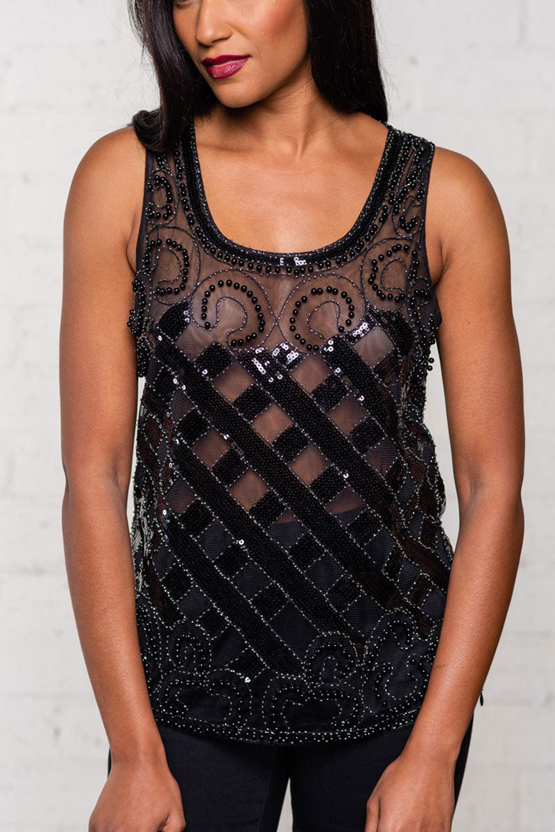 Black Beaded Tank