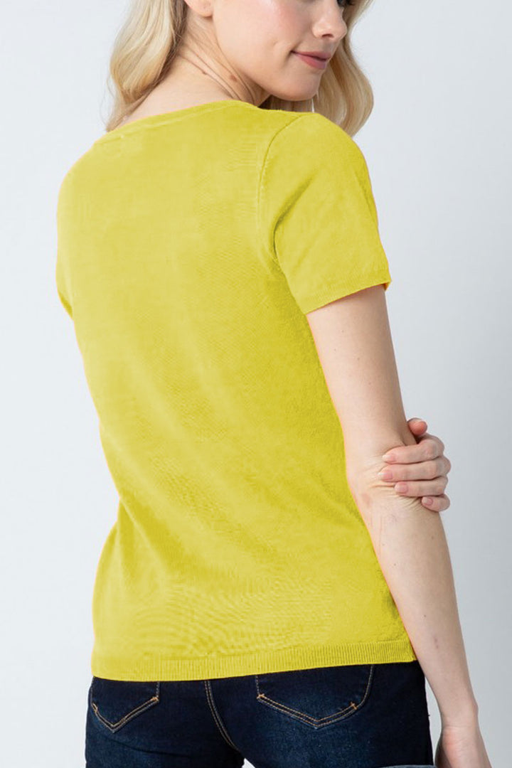 London Short Sleeve Crew Neck Knit Sweater