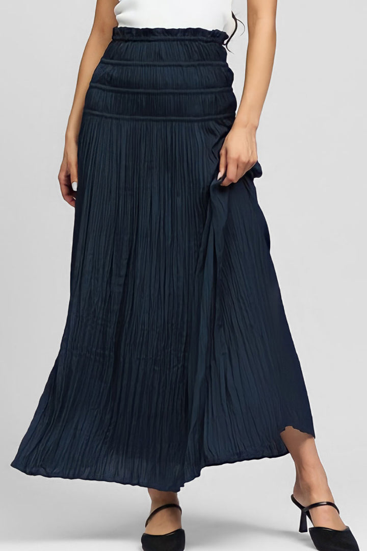 Crinkled Smocked Waist Maxi Skirt