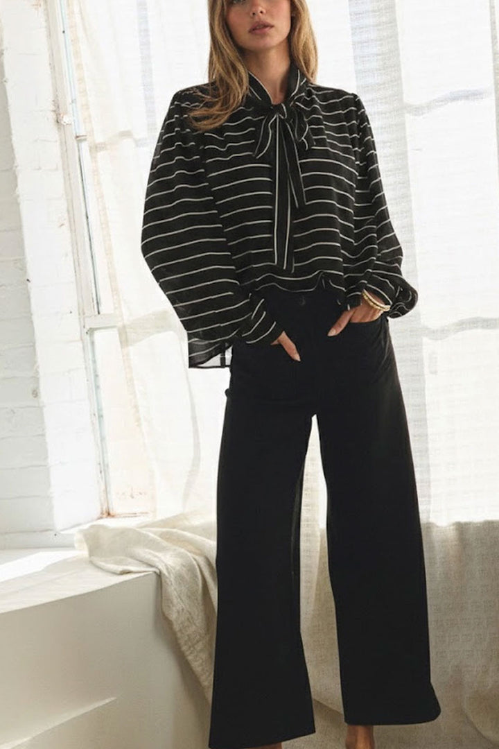 Nautica Striped Printed Chiffon Blouse
