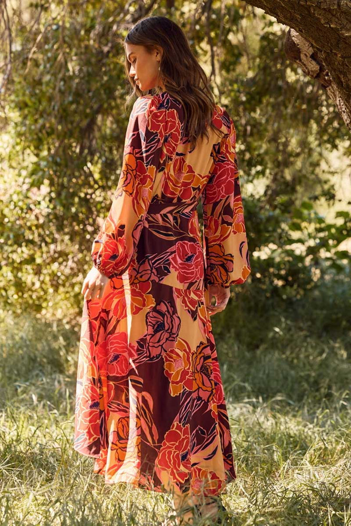 Peony Dreams Midi Wrap Dress