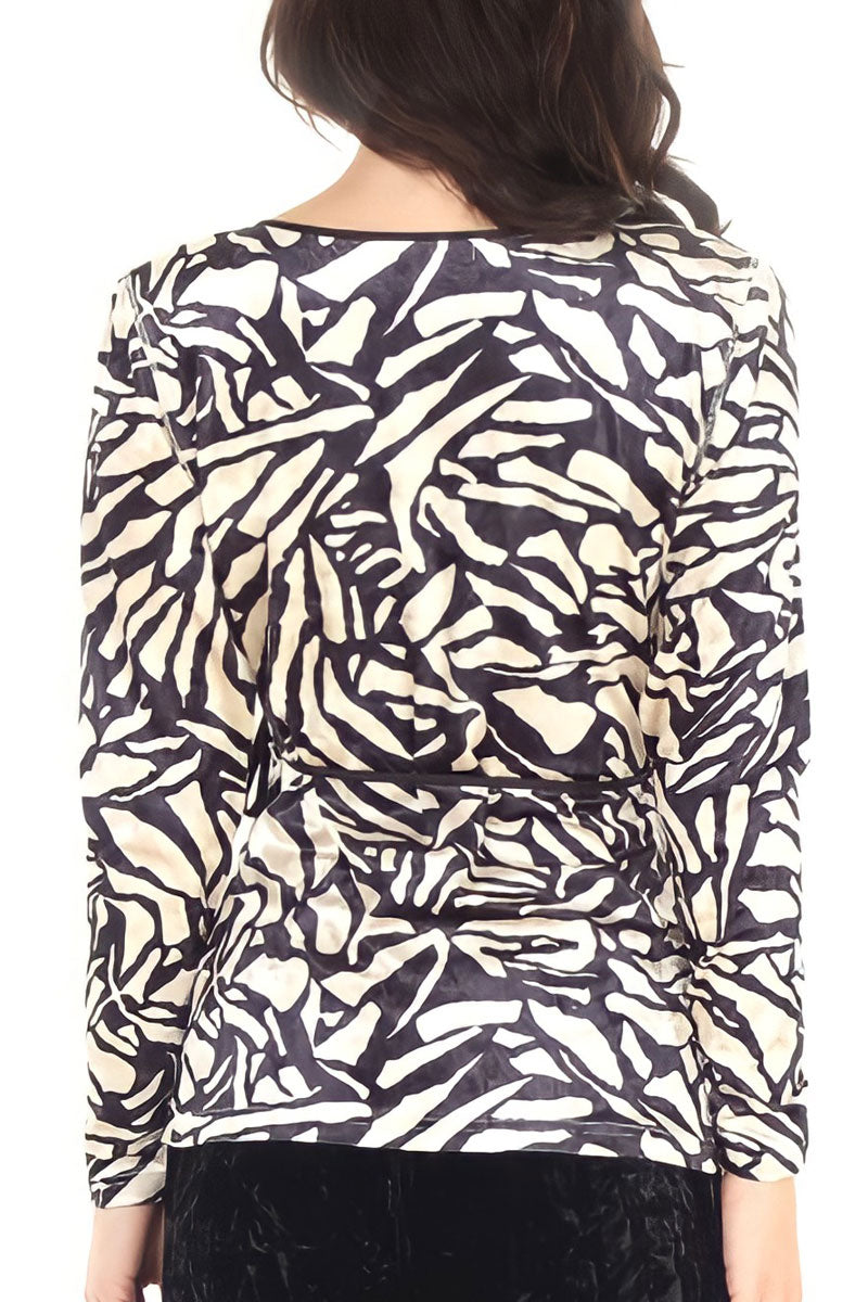 Print Panne Wrap Top