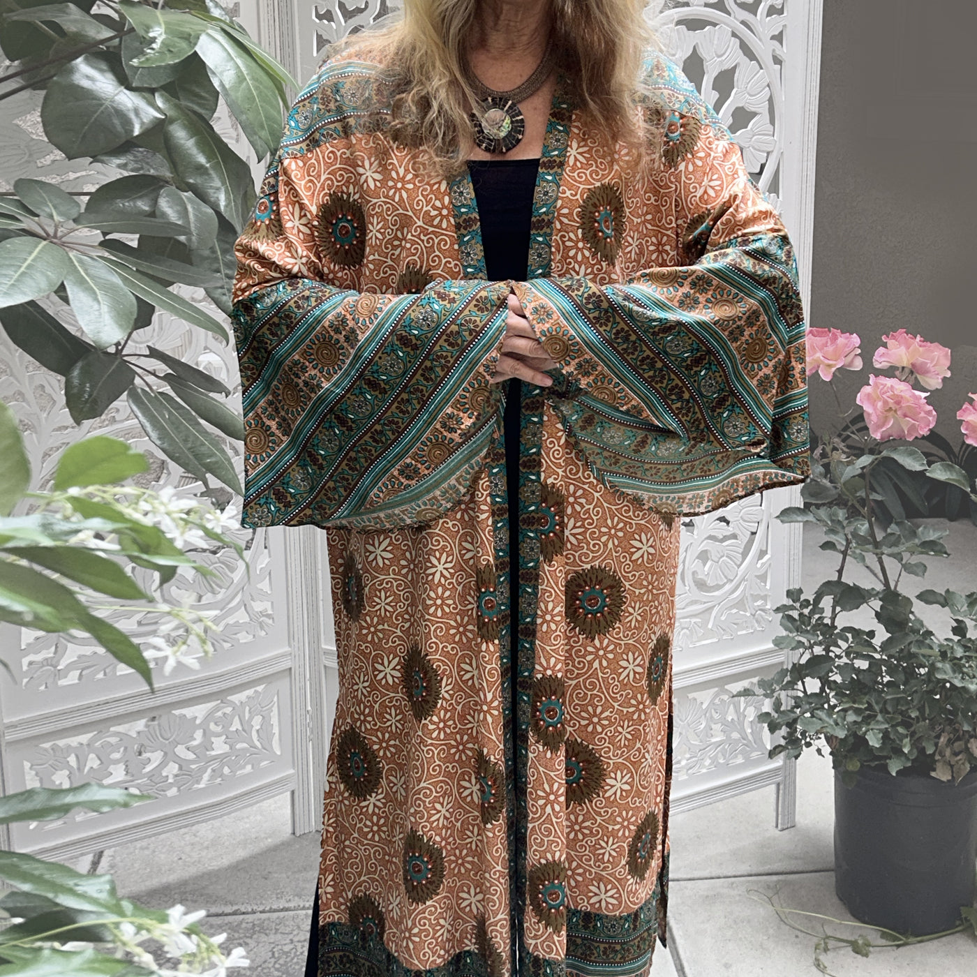 Woodstock Kimono Wide Sleeve Turquoise