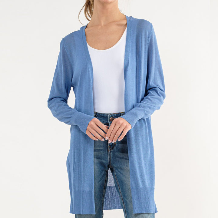 Long Open Front Knit Cardigan