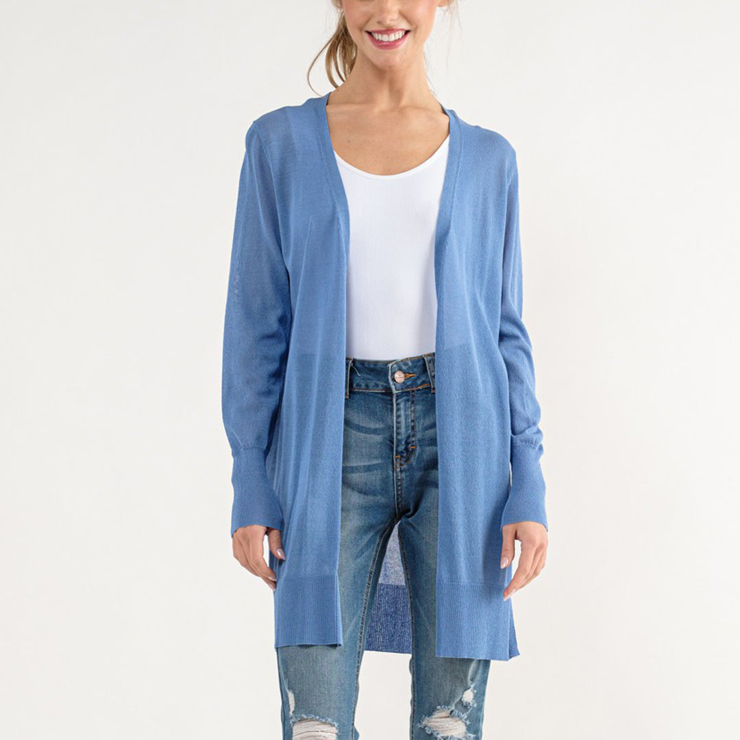 Long Open Front Knit Cardigan