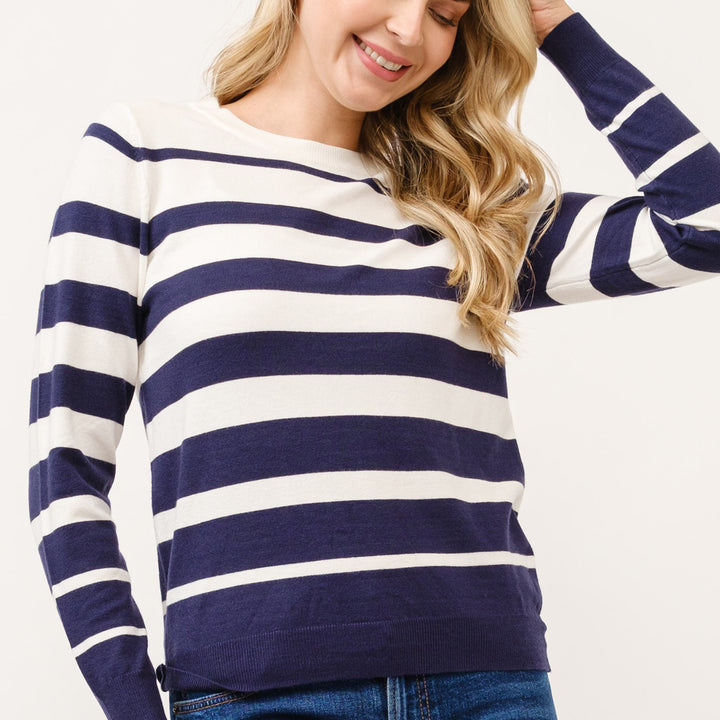 Striped Crew Neck Knit Long Sleeve