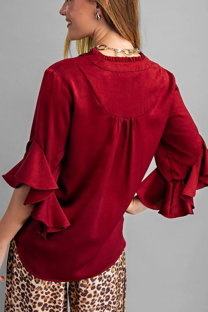Satin Ruffle Top