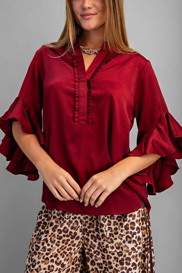 Satin Ruffle Top