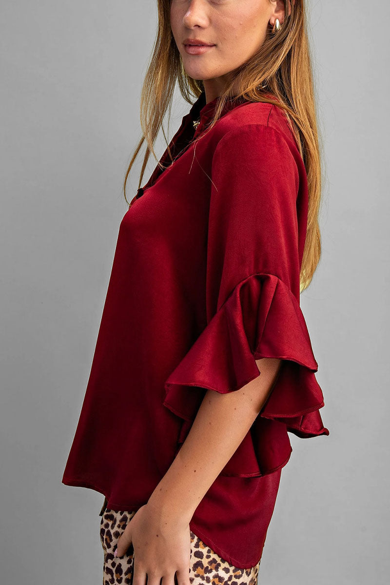 Satin Ruffle Top
