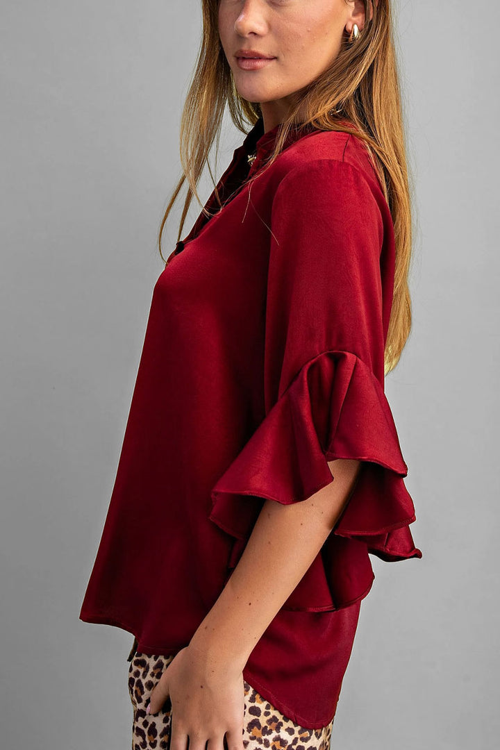 Satin Ruffle Top