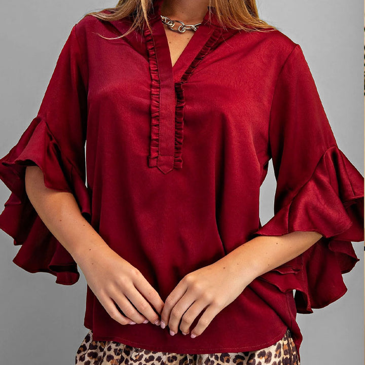 Satin Ruffle Top
