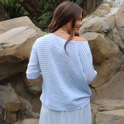 Milan Striped Linen Dolman Top