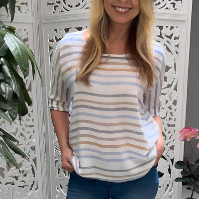 Milan Striped Linen Dolman Top