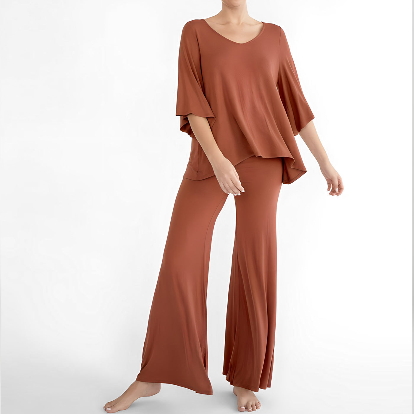 Solace V-Neck Top Cinnamon Bamboo