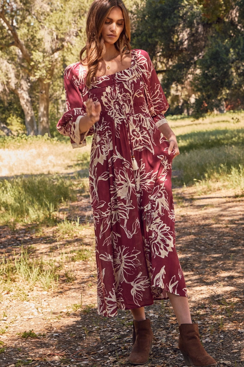Wine and Song Midi Dress