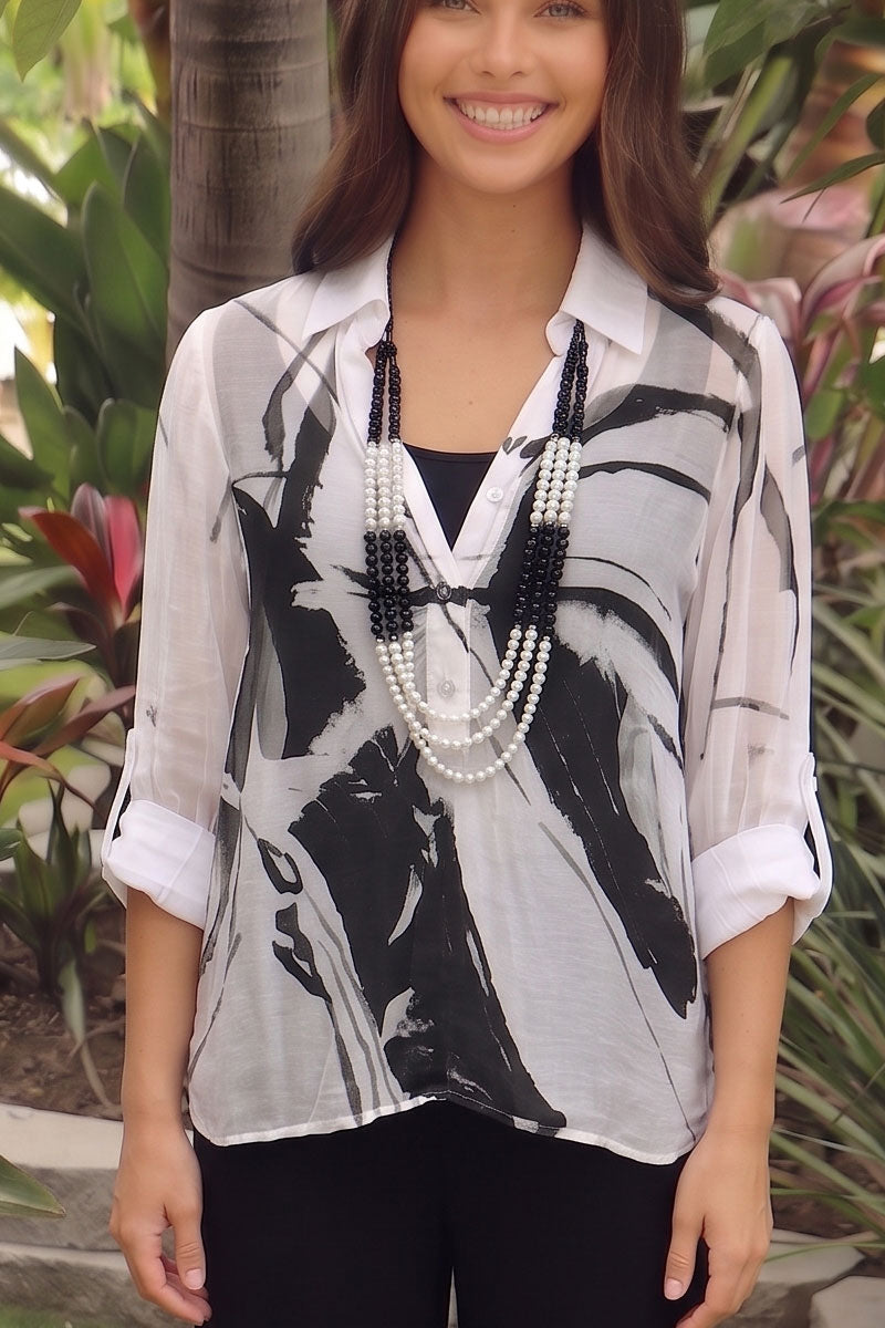 Hand Painted Silk Cardigan