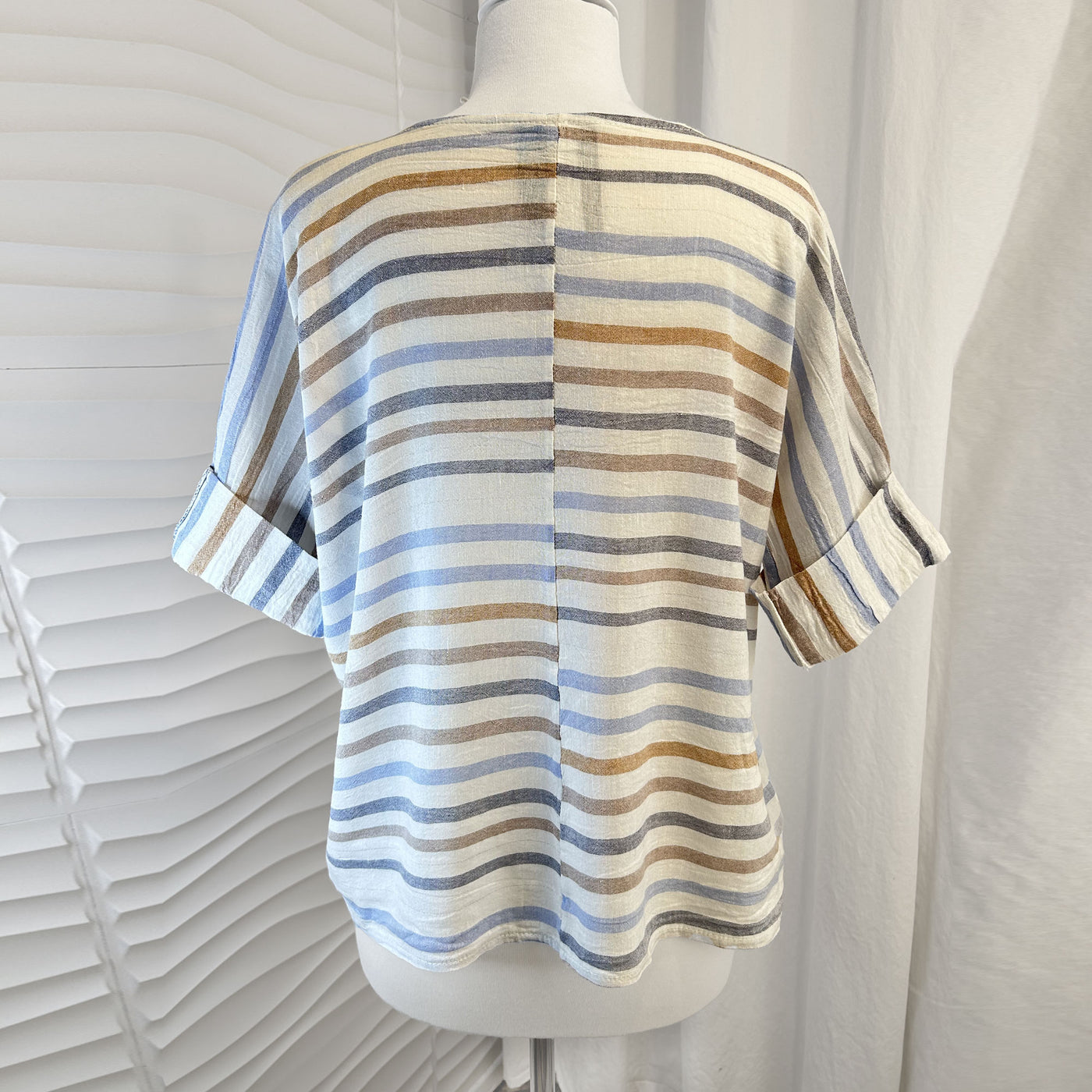 Milan Striped Linen Dolman Top